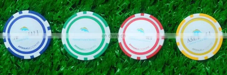 Chirstmas golf plastic poker chip ball markers / printing sticker on both side plastic ball marker