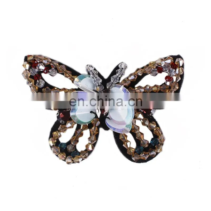 Hot Sale Green Blue Beading Sequins Butterfly Applique for Bag Dress