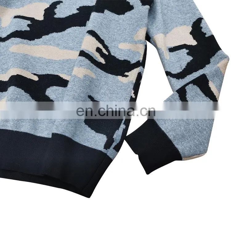 DiZNEW Wholesale Camo loose oversized Sweater Printed Pattern Sweater Men
