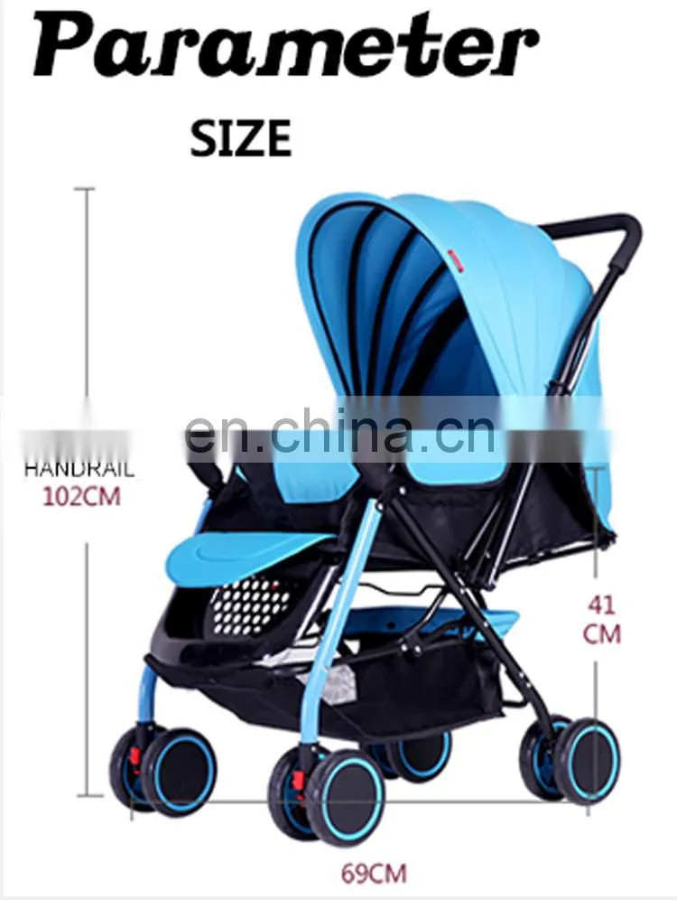 Luxury Baby Stroller Stainless Steel Frame Half Canopy 360 Rotating Big Wheels