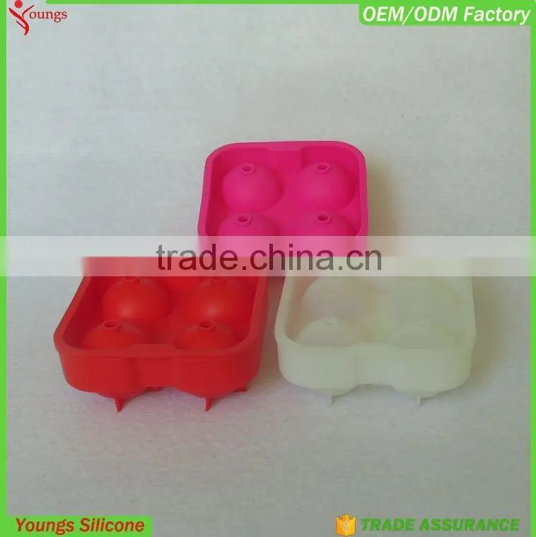 2016 New High Quality 4 Cavity Ball Shape Silicone Ice Cube Tray / Silicone Ball Shape Ice Cube Tray Mold/Silicon Ice Ball Mould