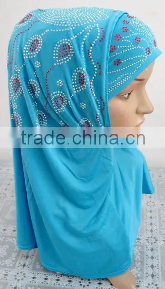 A226 Fashion 2015 beaded two piece muslim hijab
