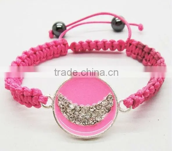 Woven shamballa bracelet black wire double heart shape alloy woven bracelet