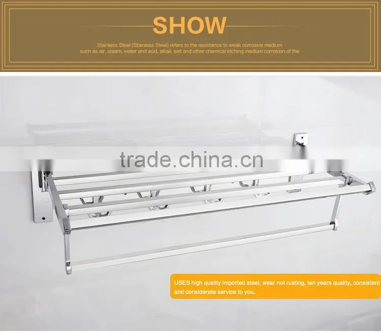 Wesda stainless steel bathroom wall towel shelf with hooks A160