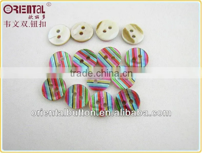 high end printing color stripe mother of pearl button for shirts