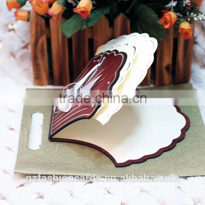 Scallop Shape Personalised Vintage Wooden Wedding Invitations