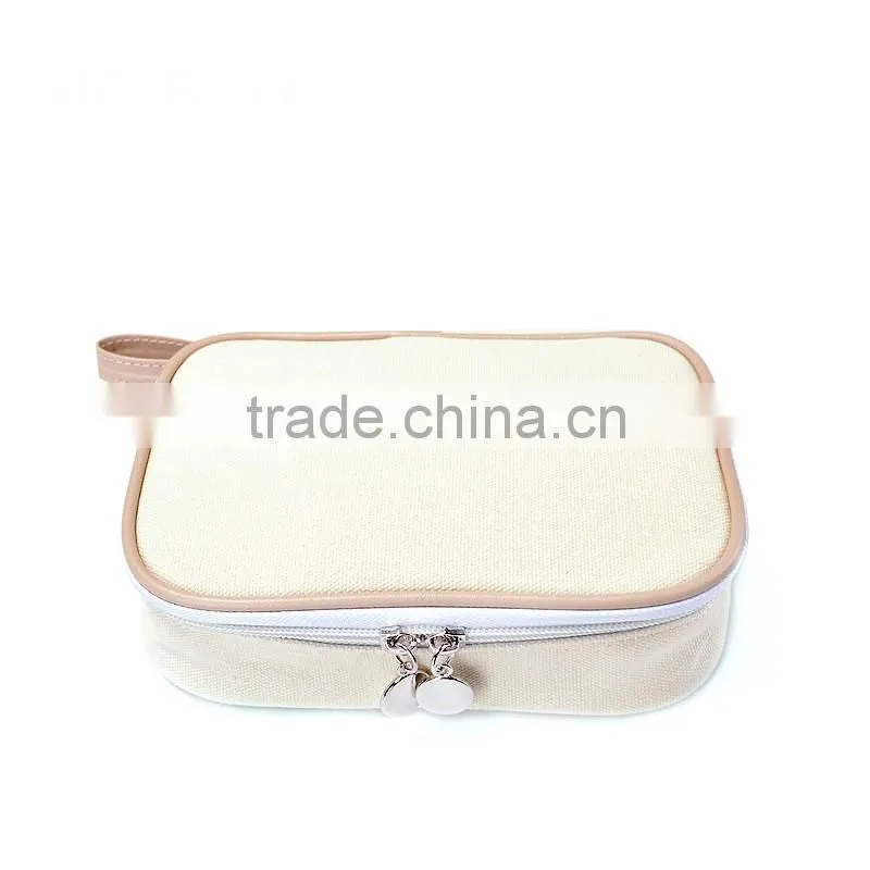 Wholesale Large Capacity Zipper Storage Canvas Makeup Bag Beauty Case Cosmetic Purse For women