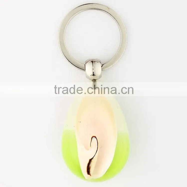 2016 Hot selling keychain with real sealife peacock shell
