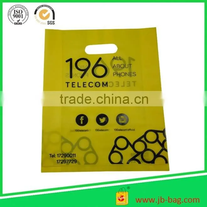 HDPE Poly Matt Finish Reusable Plastic Bags with Gusset Base and Die-Cut Handle