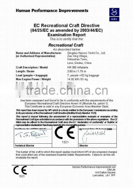(CE Certification)inflatable boat