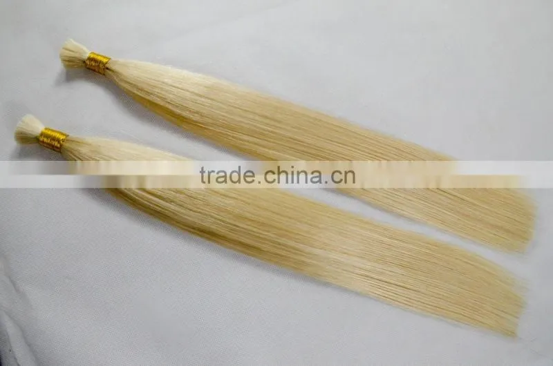 Europea virgin hair bows bulk, blonde remy hair for weaving