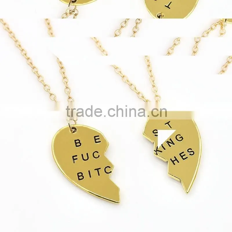 Best Bitches broken heart necklace pendant necklace wholesale