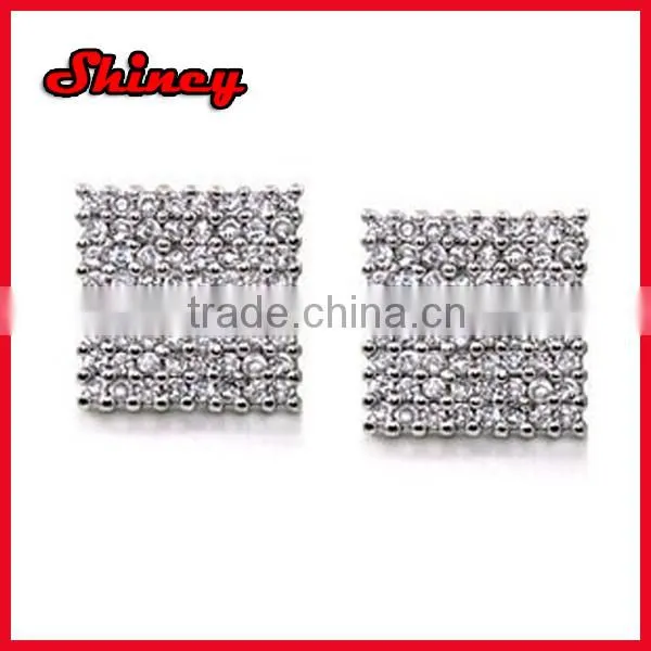 China cheaper mirco pave square gold plated cz earrings for woman