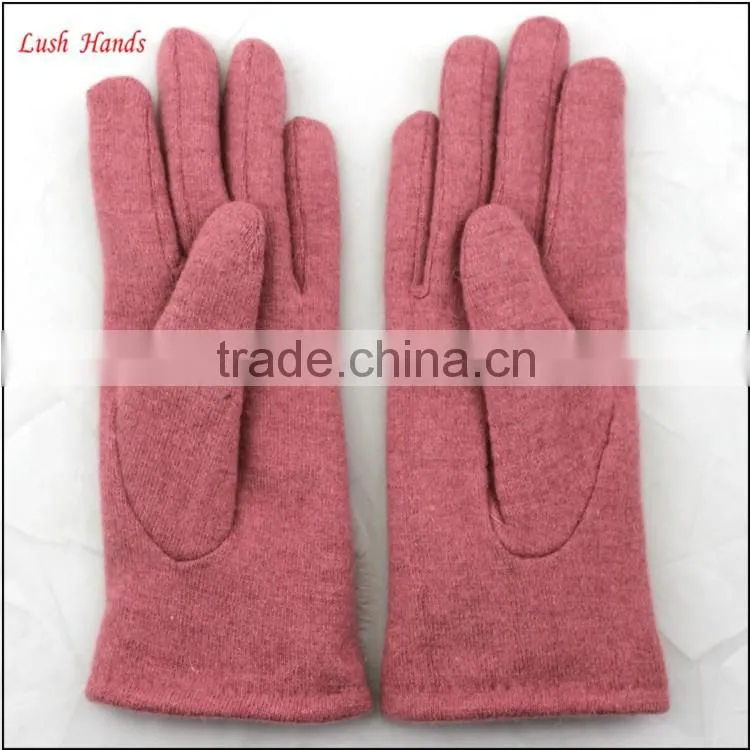 ladies fashion pink woolen hand gloves manufactory