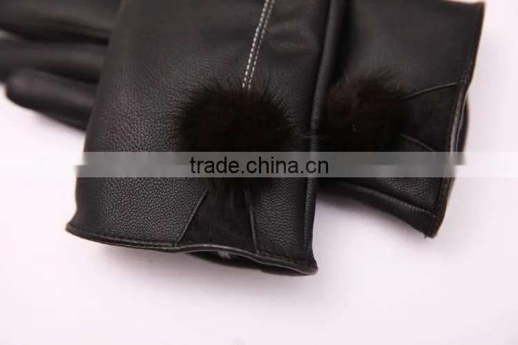 New Fashion Women Girls Winter Soft Leather Mitten Gloves Warm Driving Gloves ,Touch screen Gloves