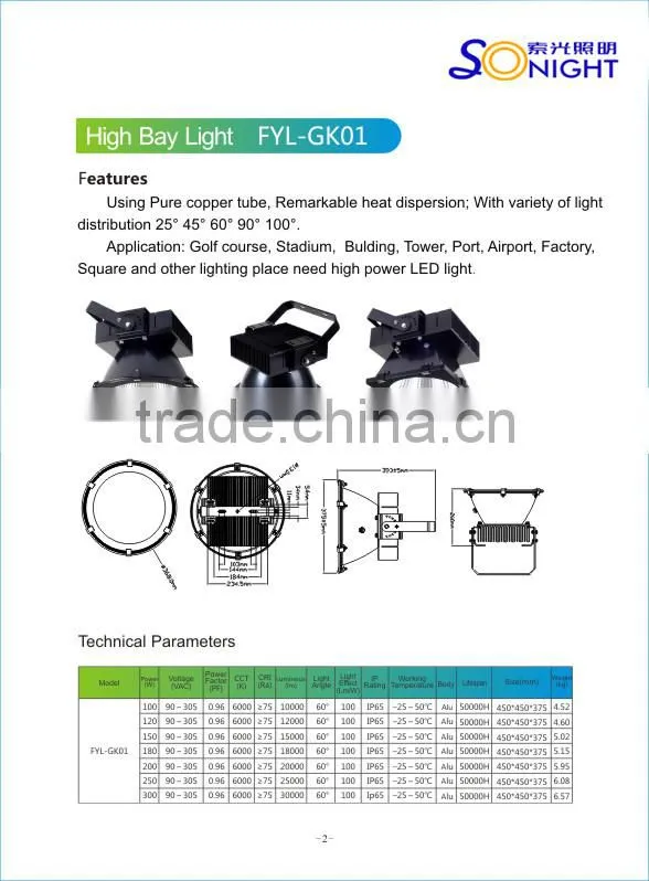 Industry use wall mounting warehouse lamp led high bay light