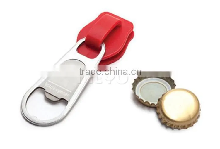 Novelty zipper shape portable water bottle opener promotion