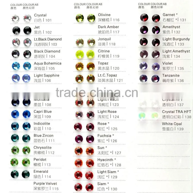 SS4-SS40 14cuts Crystal AB non hot fix , flat back rhinestone for clothing decoration