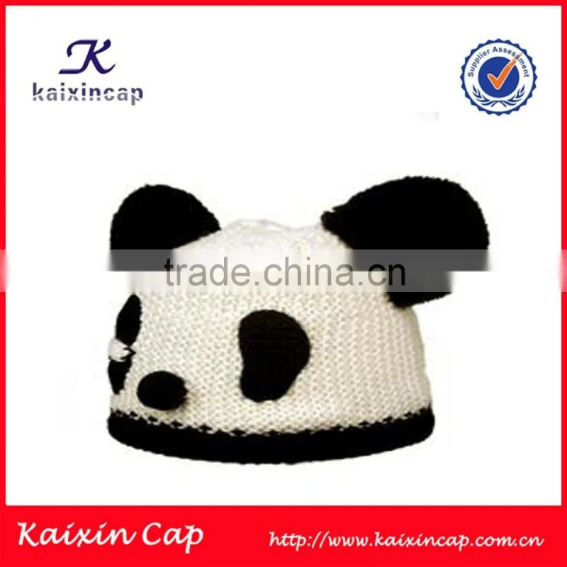 new desgin winter fashion customized cartoon cute panda ears beanie hat