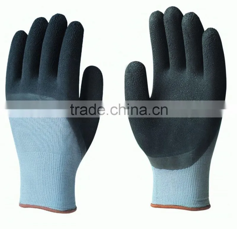 CE certification 13G Black Latex rubber coated cotton liner Cut Resistant Safety hand Gloves for construction work
