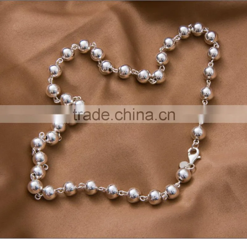 different size sterling beads 925 sterling silver neckalce in stock