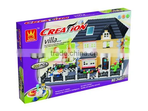 Factory price DIY Villa Enlighten Brick Toys Model house For Kids