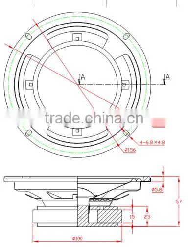 Soway SW-616A 6.5 inch extra flat high power midrange in red color