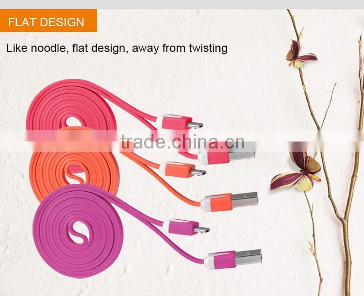 1M Colorful Noodle usb micro cable for Blackberry