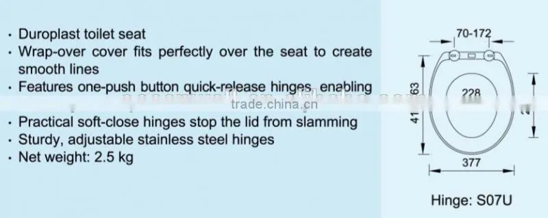 Toilet seat cover with soft close and quick release design for WC