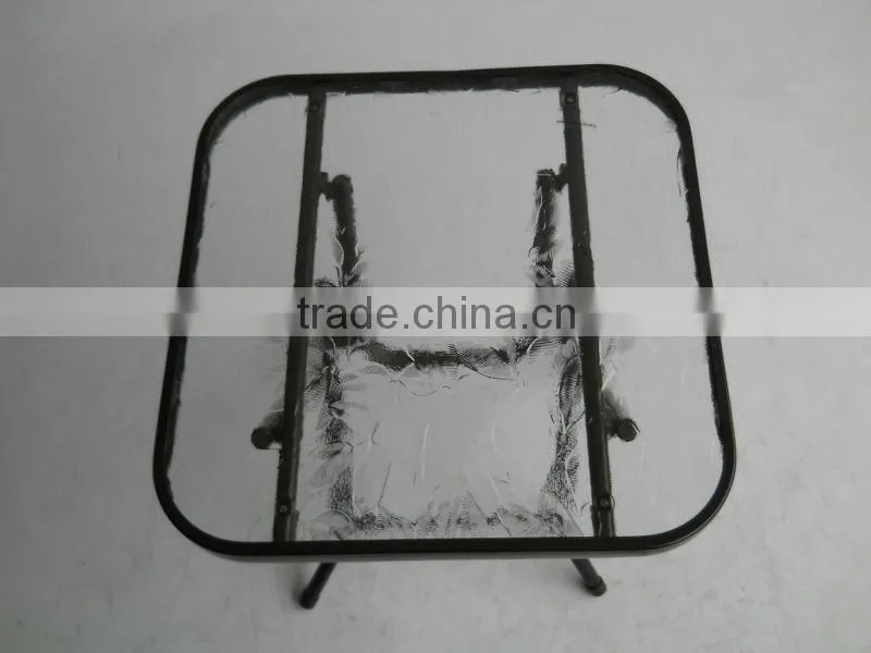 Folding Glass Table With Steel Tube