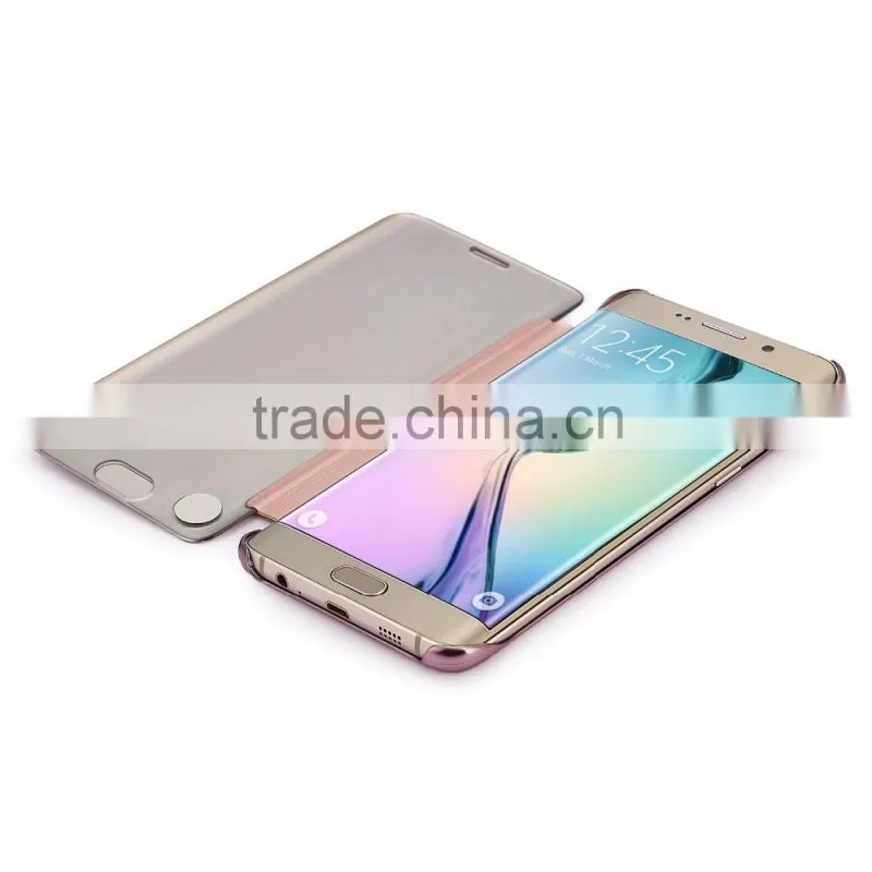 for Galaxy S7 Edge Case, Acessor-Z Fashion Luxury Glossy Mirror Clear View Smart Date/Time Premium