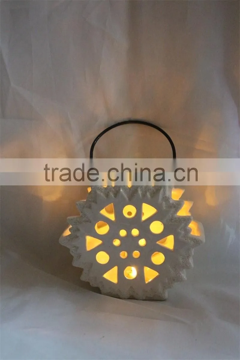 White ceramic owl shaped tealight candle holder