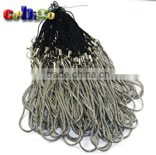 Mobile Cell Phone Strap Lariat Black With Chain Plated (138mm Length) Fit For Toy Keychain Accessories