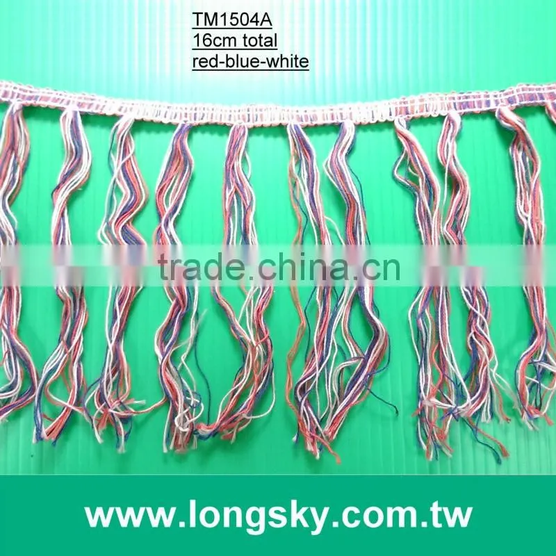 (#TM1504A) 2015 branded new European design 16cm long colored tassel fringe for dress