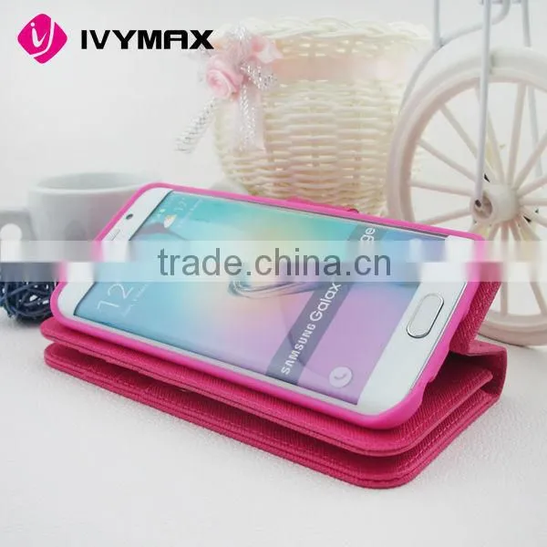 Good quality cover case for samsung galaxy s6 edge PU TPU leather wallet case
