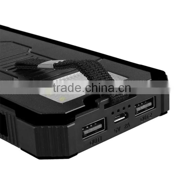 2016 trending products 12000mah solar power bank charger with led light