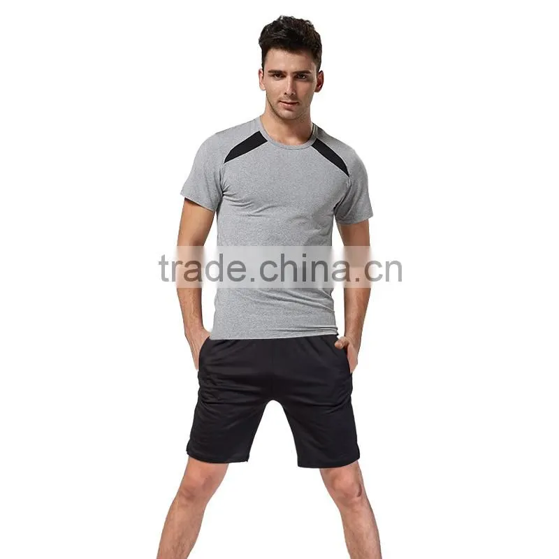 Men's Dry Fit Fitness Shirts 10% Spandex 90% PTT Dri Fit Shirts Wholesale
