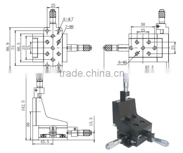 3-Axis XYZ Micrometer Translation Stage