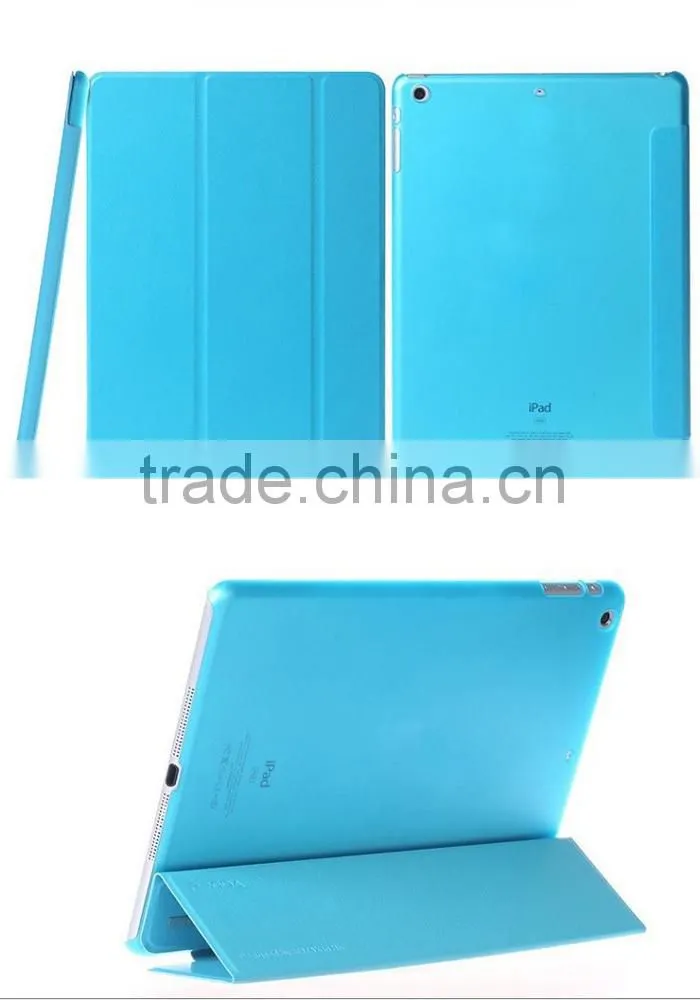 Three folder pu leather smart case coer for IPad air 2,smart case cover for ipad mini 2