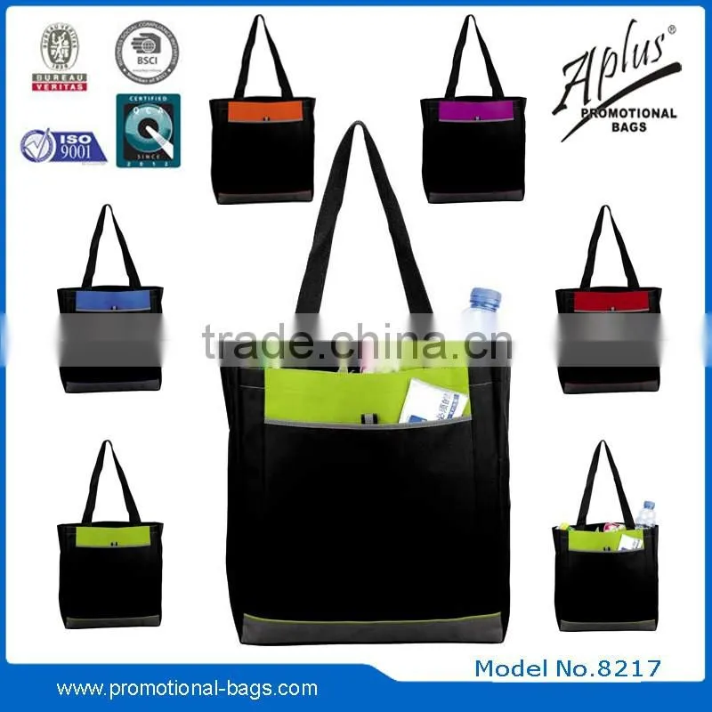 polyester china wholesale handbag with velcro closure pocket