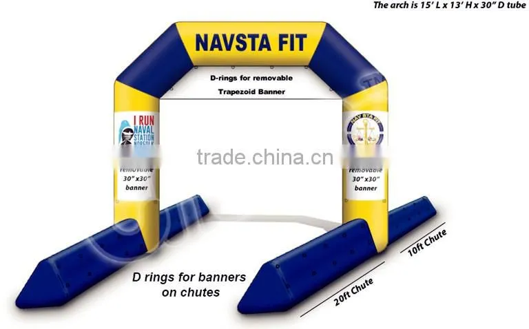 15ft Angle Arch with Inflatable Finish Line Chute Inflatable NAVSTA Norfolk Advertising Archway