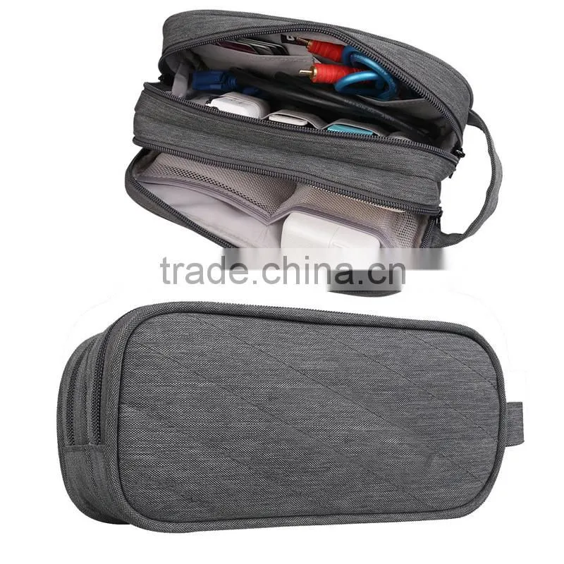 Universal Charger Carry Case / Electronics Accessories Travel Organizer Bag (Medium, Grey)