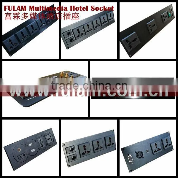 Aluminium type USB+HDMI+AV+VGA+RJ45+RJ11+AC Power Wall socket for Hotel