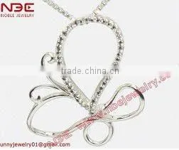 Hot sale love heart design fashion costum 925 silver jewelry pendant,AAA grade white cz,black rhodium plated cheap pendant