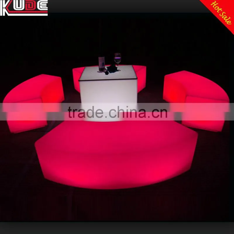 Party Used LED Light Curved Outdoor Bench With Remote Control