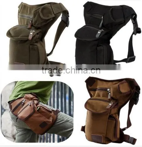 Men Outdoor Canvas Drop Waist Leg Bags;Pack Running Belt;Bicycle and Motorcycle Bags