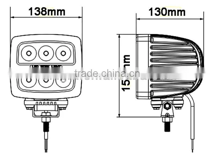 Reverse Polarity protected 9V 32V DC car work light led with PC cover