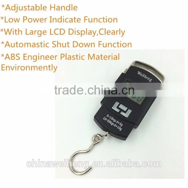 50kg double precision black electronic luggage scale belt/hook blue backlight lcd