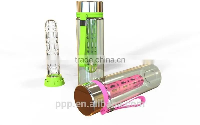 Plastic water bottle with strainer/ clear plastic water bottles