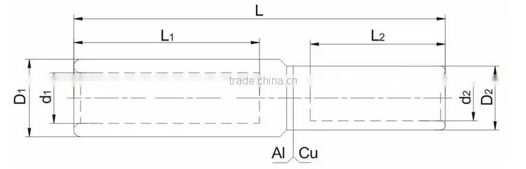 Aluminum- Copper Electric Connecting Tube / Aluminum Ferrule Connector